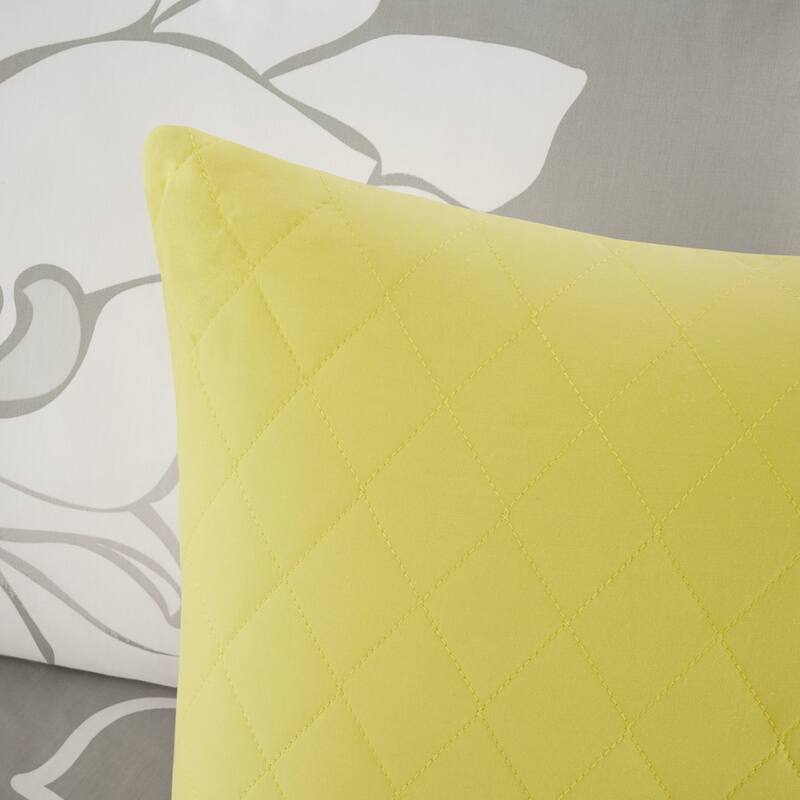 Madison Park Brianna Yellow Flower Printed Cotton Comforter Set