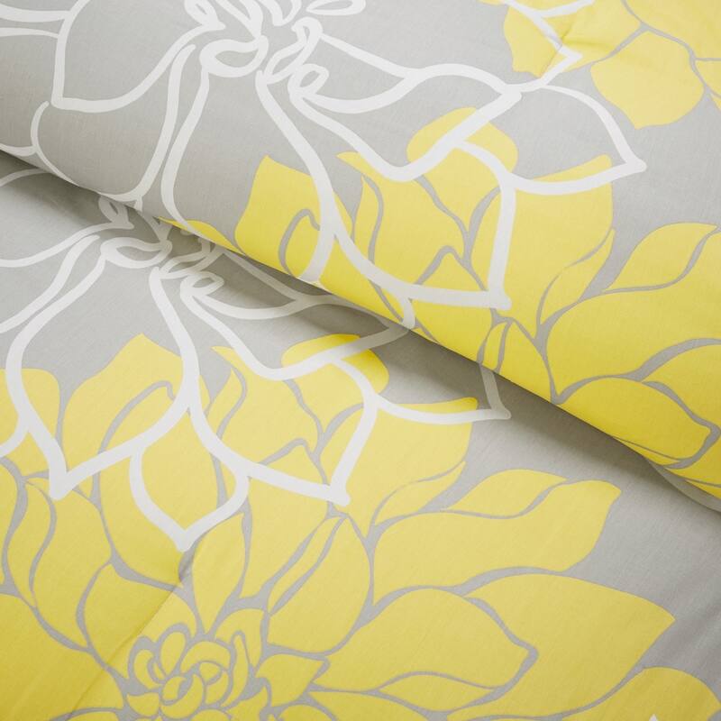 Madison Park Brianna Yellow Flower Printed Cotton Comforter Set