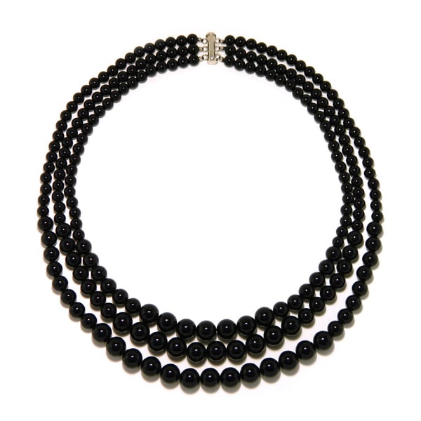 Shop Pearlz Ocean Black Onyx Triple Strand Journey Necklace - Free ...