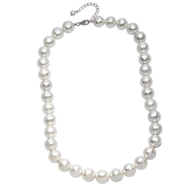 Pearlz Ocean Sterling Silver Reconstructed Shell Bead Necklace (12mm) Pearlz Ocean Pearl Necklaces