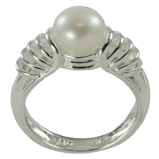 Pearls For You Silver White Freshwater Pearl Ring (8-8.5 mm)