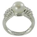 Pearls For You Silver White Freshwater Pearl Ring (8-8.5 mm)