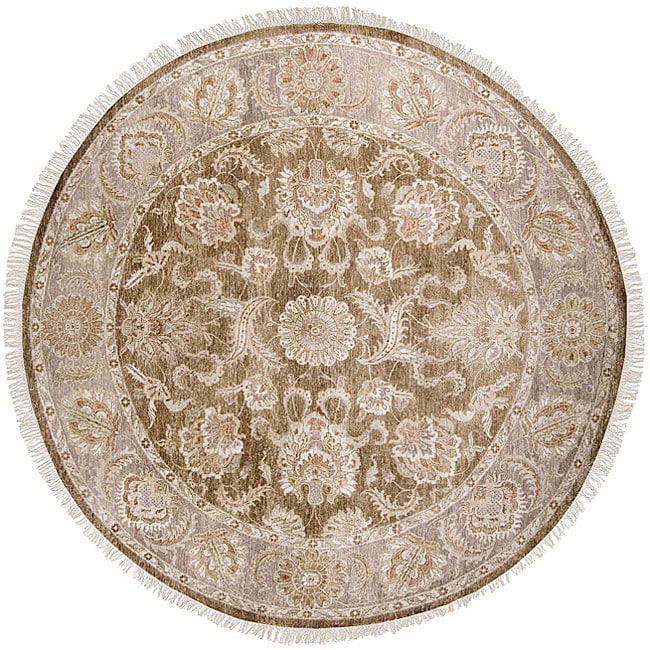 Hand knotted Robinson New Zealand Hard Twist Wool Rug (8 Round)