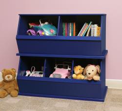 Two Bin Stackable Storage Cubby in Blue