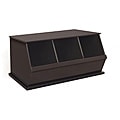 Three Bin Stackable Storage Cubby in Espresso