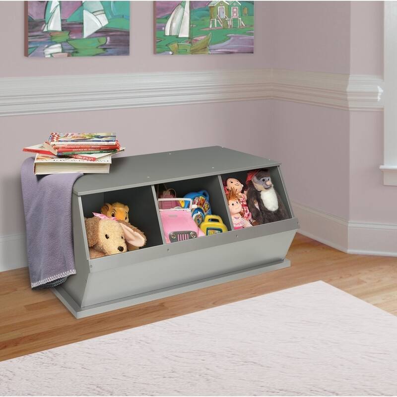 Taylor & Olive Malva Three Bin Stackable Storage Cubby - Silver