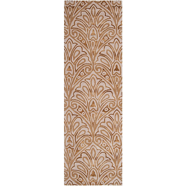 Bob Mackie Hand tufted Gold Contemporary Pyrenees New Zealand Wool Abstract Rug (26 X 8)