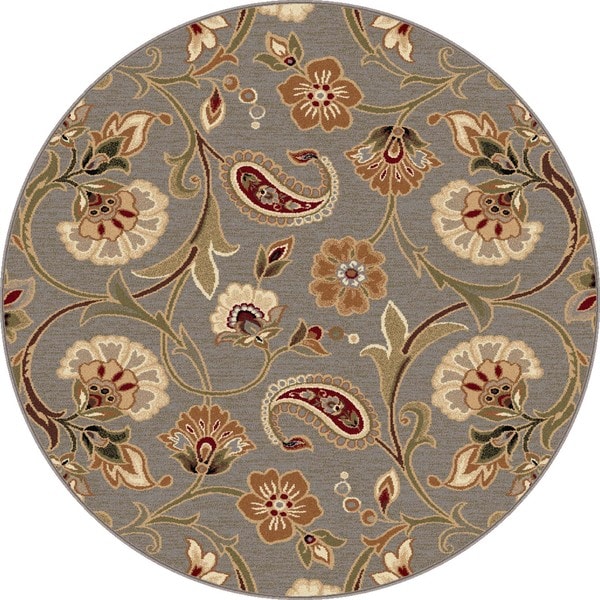 Infinity Blue/ Green Floral Rug (5'3 Round) 7x9   10x14 Rugs