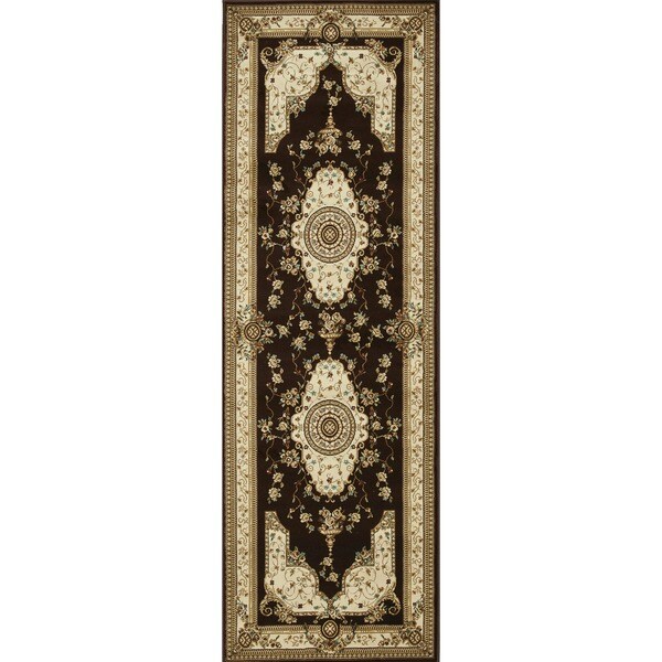 Shop Primeval Coffee/ Ivory Oriental Rug 2'8" x 7'7" Free Shipping