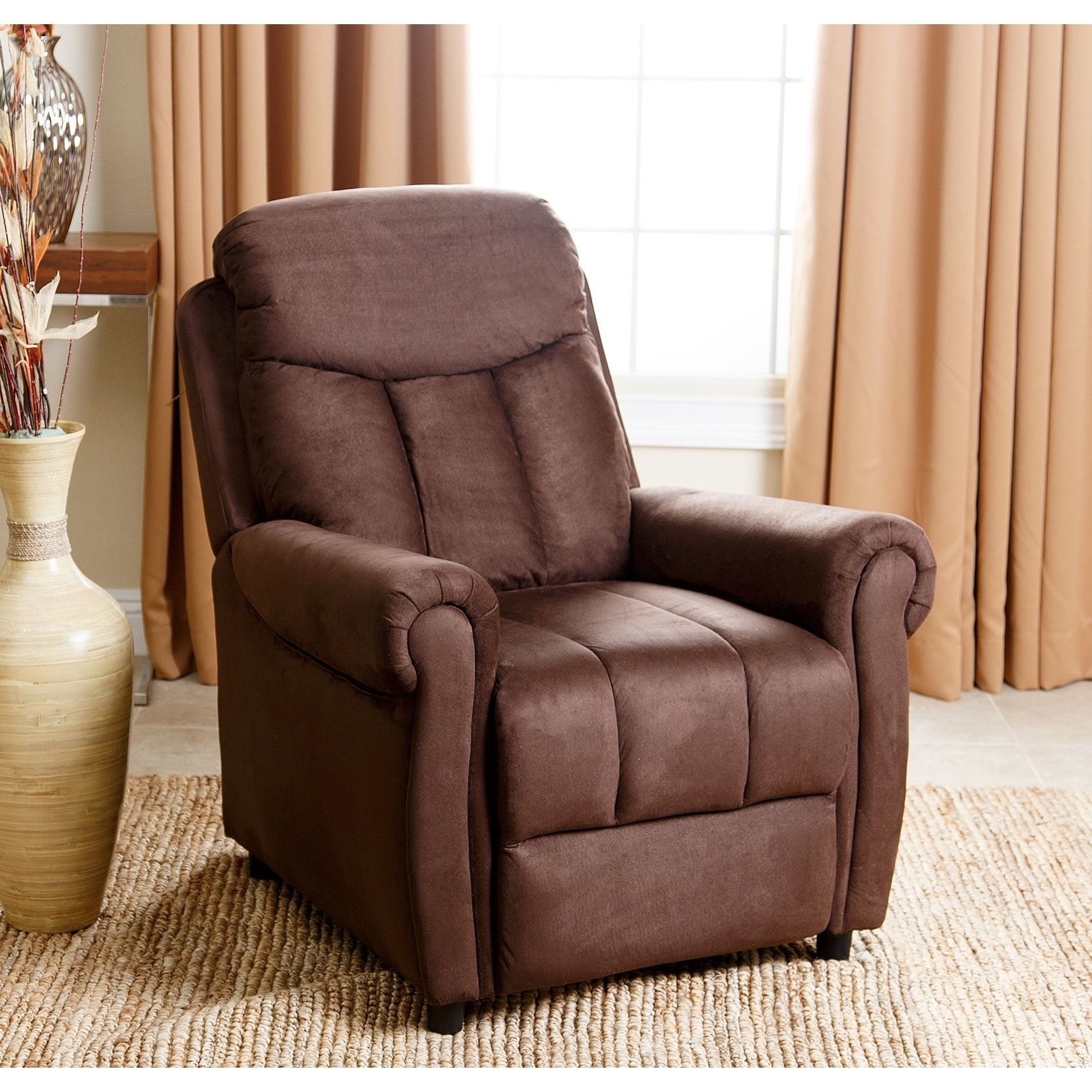 Abbyson Living Bayside Dark Brown Microsuede Pushback Recliner