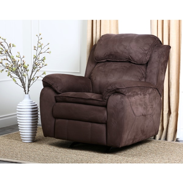 Abbyson Living Harbor Dark Brown Microsuede Rocker Recliner Abbyson Living Recliners