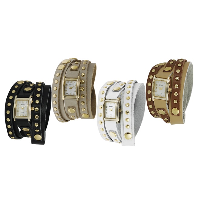 Geneva Platinum Women's Studded Traditional Wraparound Watch