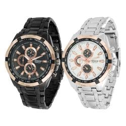 Geneva Platinum Men's Japanese Quartz Chronograph Style Link Watch Geneva Men's Geneva Watches