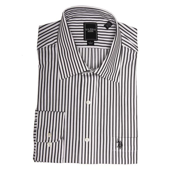 Shop US Polo Men's Black/White Stripe Dress Shirt - Free Shipping On