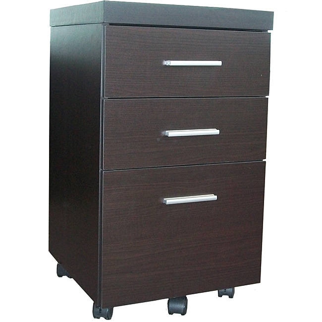 Cappuccino Wood File Cabinet with Casters - 13949028 ...