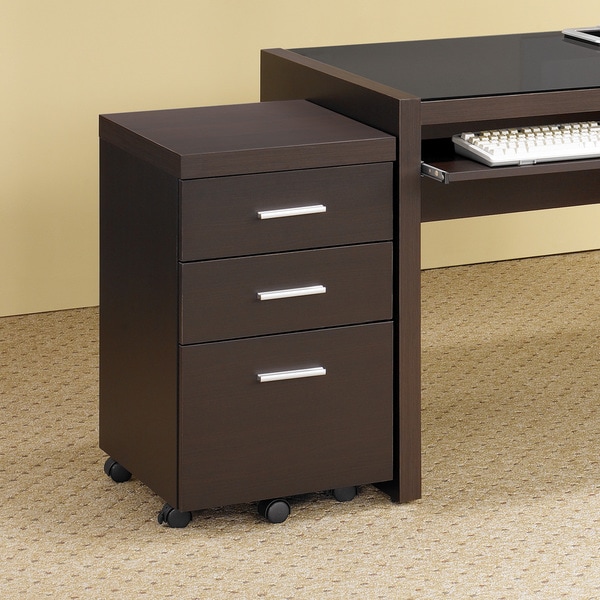 Cappuccino Wood File Cabinet with Casters - Free Shipping ...