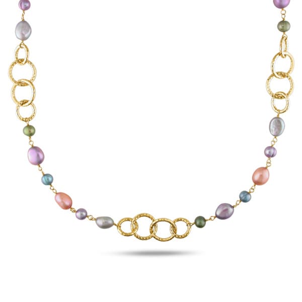 Miadora Multicolored FW Pearl Round Link Necklace