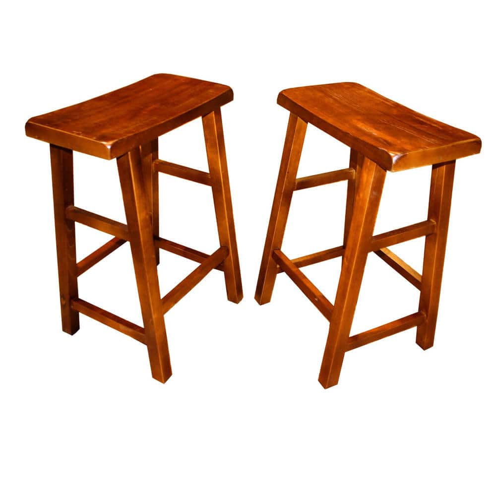 Handmade 29" Saddle Seat Wood Stool, Set of 2 - 29" H x 16" W x 9" D