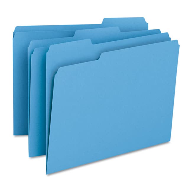 Smead Blue 1/3-cut Top Tab Letter Stock File Folders, Box of 100