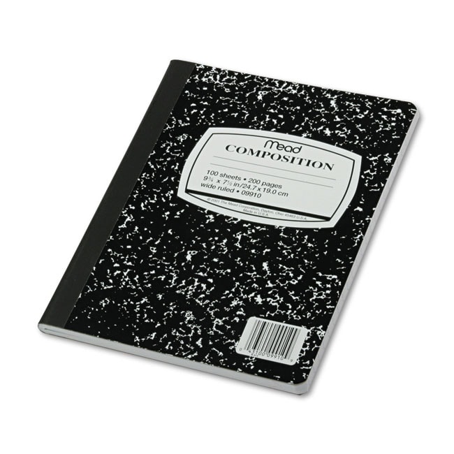 Mead 100 Sheets Wide Rule Black Marble Composition Book (Chipboard Pages per notepad 100 Dimensions 7 1/2w x 9 3/4l)