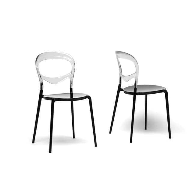 Orlie Black and Clear Modern Dining Chairs (Set of 2)