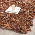 Safavieh Handmade Metro Modern Brown Medley Leather Decorative Shag Rug (3' x 5') - 3' x 5'