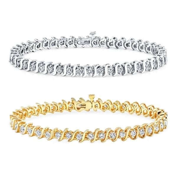 Auriya 14k Gold 1 Carat Tdw Round S Link Diamond Tennis Auriya 14k Gold 1 Carat Tdw Round S Link Diamond Tennis Bracelet