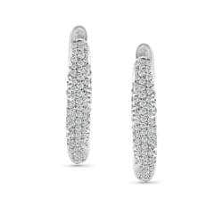 14k White Gold 1/2ct TDW Diamond Pave Hoop Earrings (I-J, I1-I2)