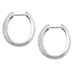 14k White Gold 1/2ct TDW Diamond Pave Hoop Earrings (I-J, I1-I2)