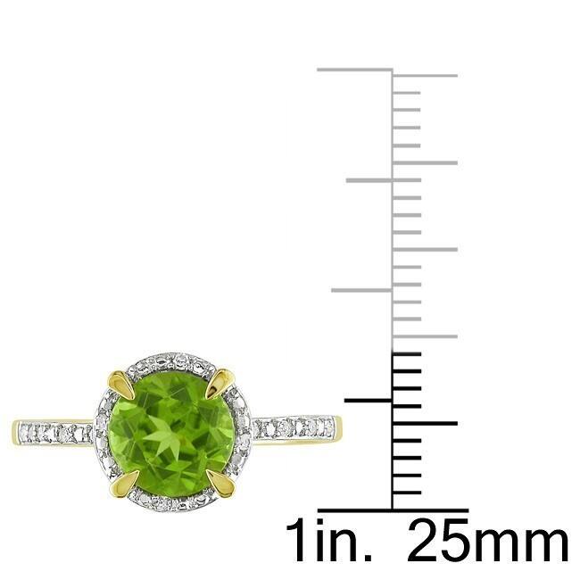 Miadora 10k Yellow Gold 1-1/2ct TGW Peridot and Diamond Halo Ring - Green