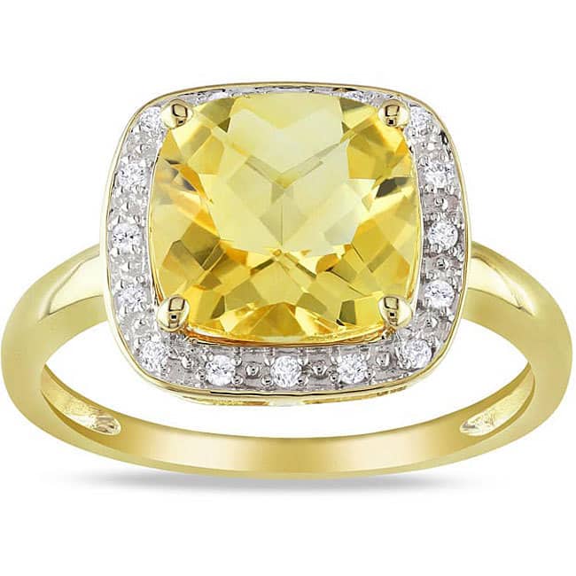 Miadora 10k Yellow Gold Citrine and 1/10ct TDW Diamond Ring (G-H, I2-3) - 5