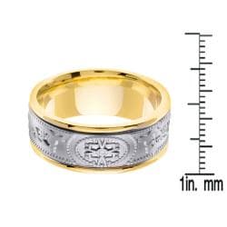 14k Two tone Gold Men's Stamped Celtic Wedding Band Men's Rings