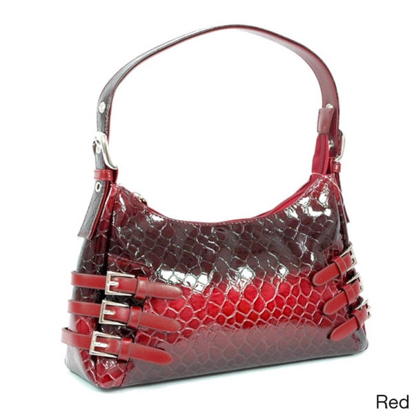 Dasein Patent Synthetic Leatherette Embossed Snake Skin Shoulder Bag Dasein Shoulder Bags