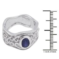 De Buman Sterling Silver Sapphire and White Topaz Encrusted Ring De Buman Gemstone Rings