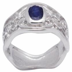 De Buman Sterling Silver Sapphire and White Topaz Encrusted Ring De Buman Gemstone Rings