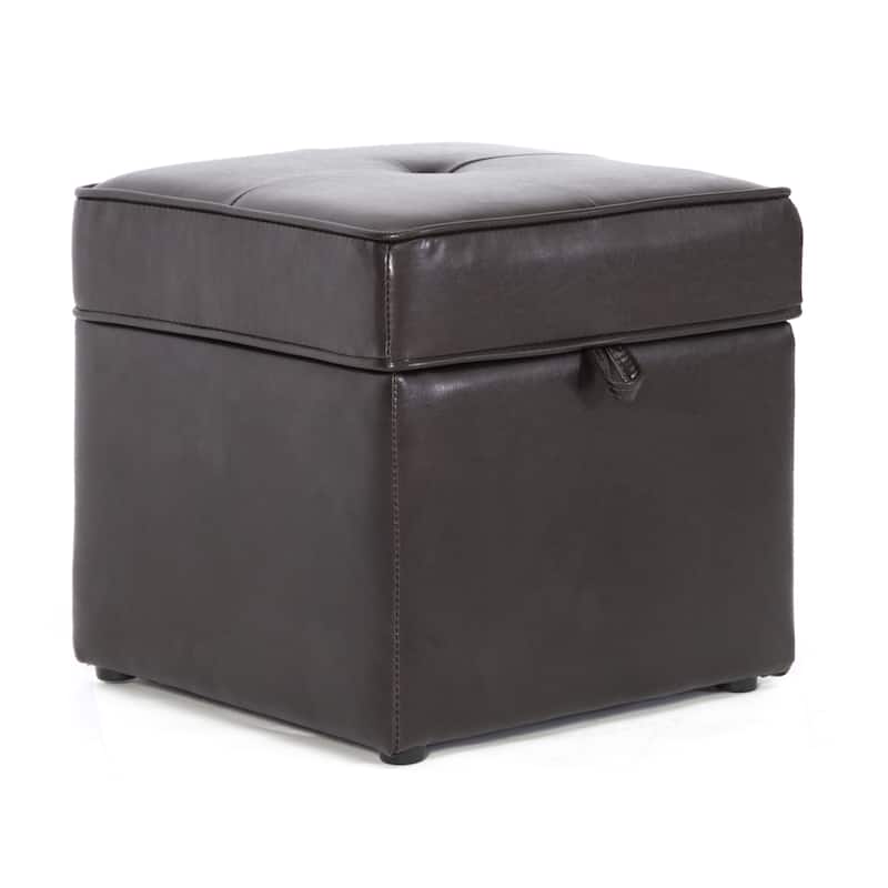 Sydney Dark Brown Faux Leather Ottoman