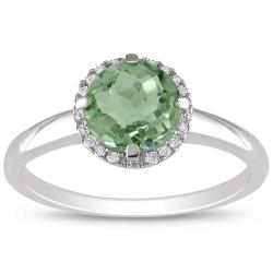 Miadora 10k White Gold Green Amethyst and Diamond Accent Ring (G-H, I2 ...