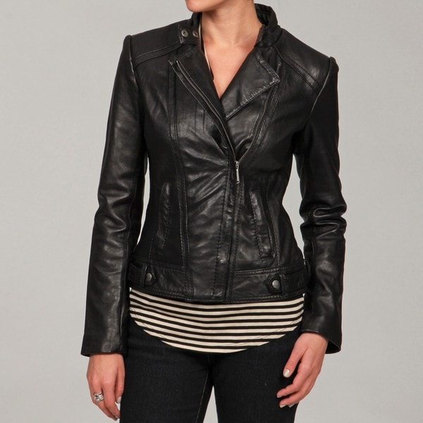 Michael Kors Women's Black Leather Jacket - Free Shipping Today ...