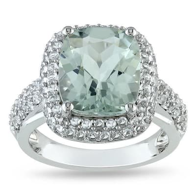 Miadora Sterling Silver Created Sapphire and Amethyst Ring