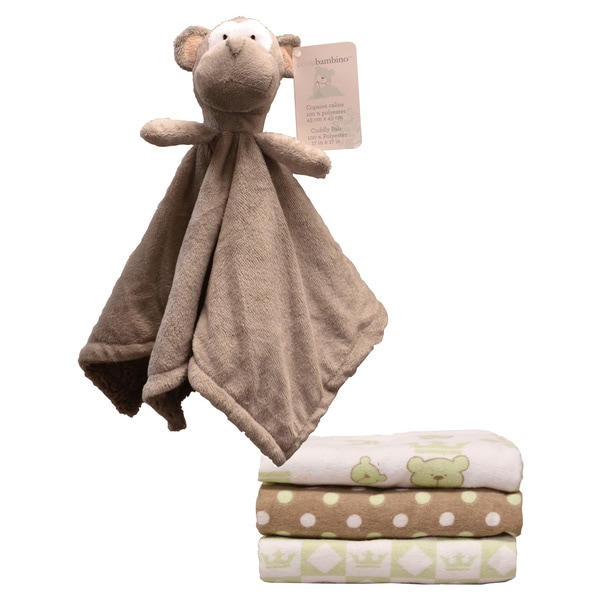 Piccolo Bambino Cuddly Monkey and Receiving Blanket Gift Set ...