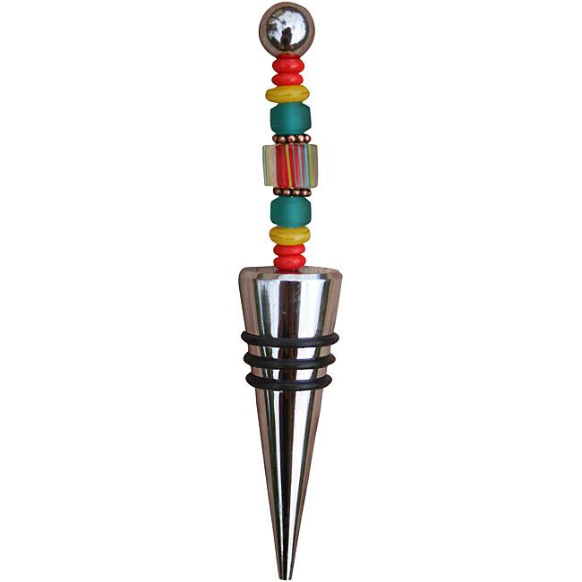 Beadwork By Julie Red Beaded Wine Bottle Stopper