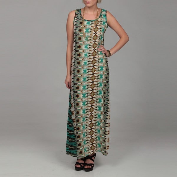 AnnaLee and Hope Women's Turquoise Tribal Print Maxi Dress Annalee + Hope Casual Dresses