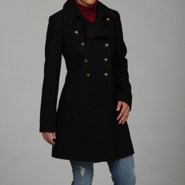 Tommy Hilfiger Women's Wool Double-breasted Button-front Military Coat ...