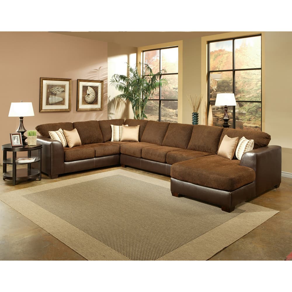 Furniture of America Chester Rust Micro-Denier Fabric Sectional