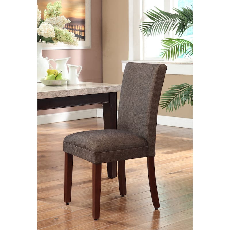HomePop Elegant Parson Dining Chair -Blue and Brown Damask - N/A