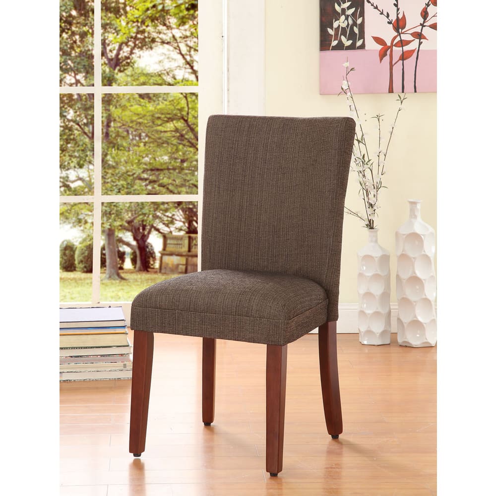 HomePop Elegant Parson Dining Chair -Blue and Brown Damask - N/A