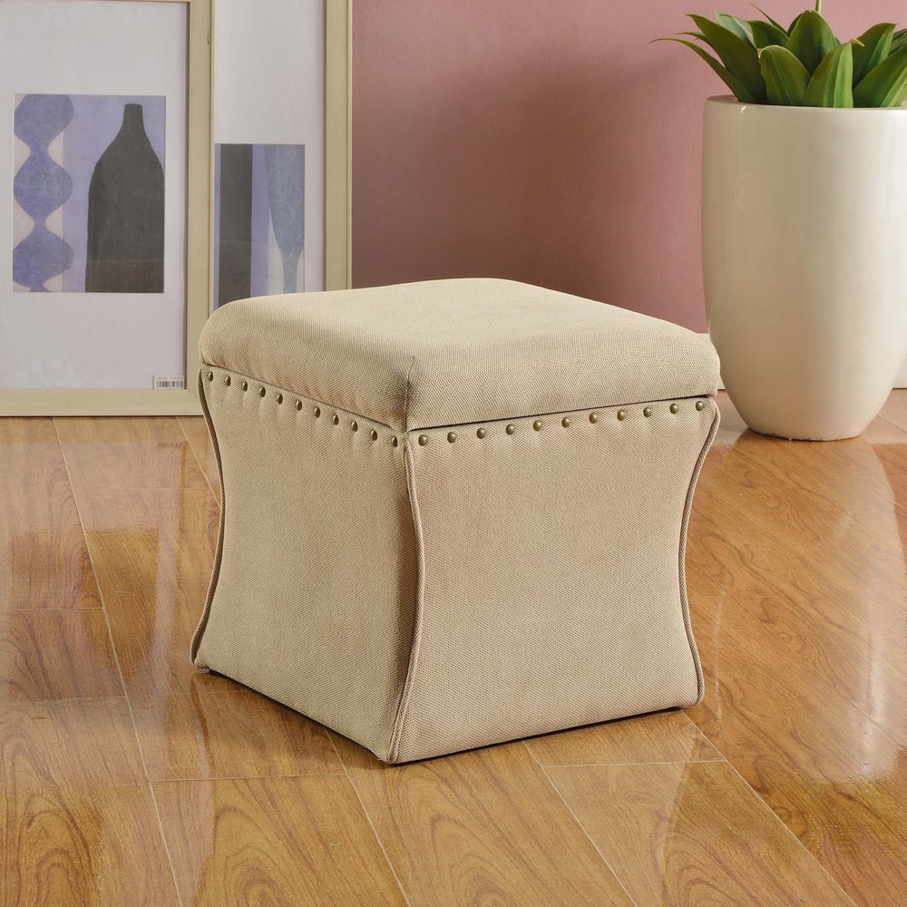 HomePop Cinch Storage Ottoman with NailHeads Trim