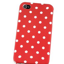 Red Dot Rubber coated Case Protector for Apple iPhone 4S/ 4 Eforcity Cases & Holders
