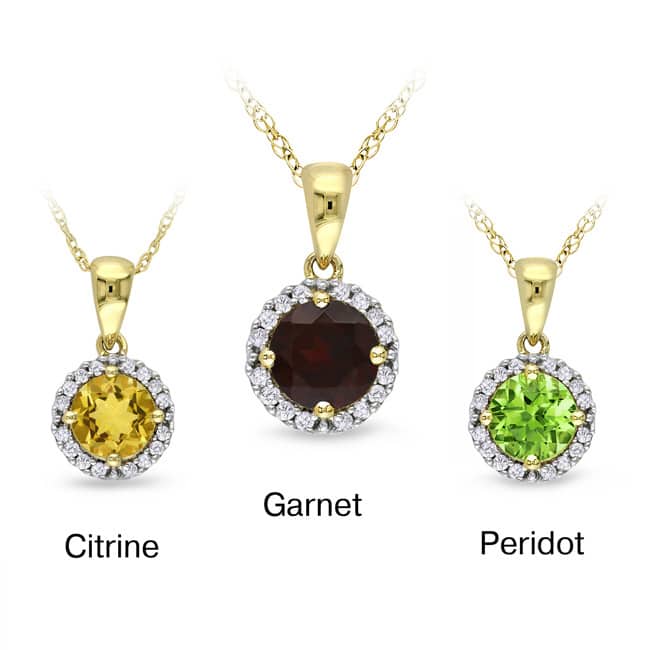 Miadora 10k Yellow Gold 3/4 to 1 CT TGW Gemstone & Diamond Pendant