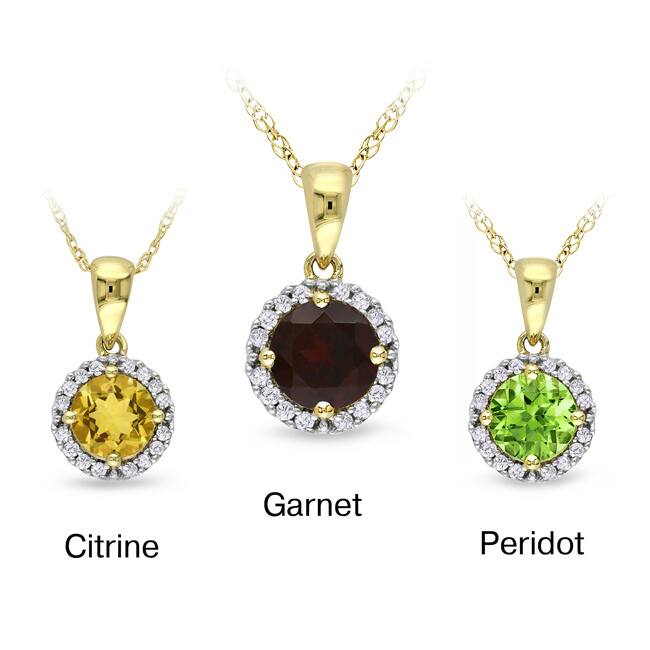 Miadora 10k Yellow Gold 3/4 to 1 CT TGW Gemstone & Diamond Pendant